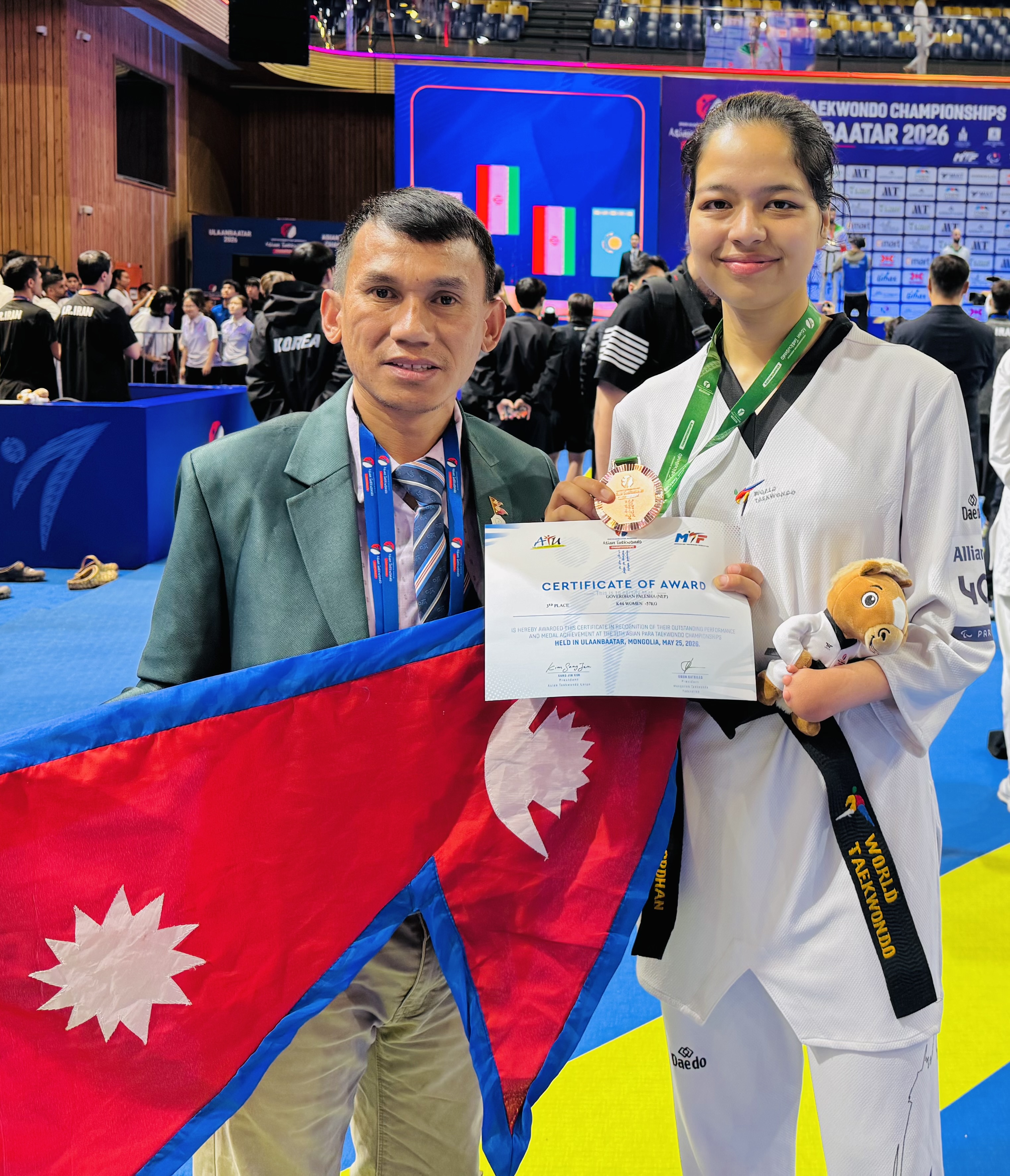 Goverdhan won a bronze medal for Nepal at the 11th Asian Para Taekwondo Championships, held in Ulaanbaatar, Mongolia, on 25 May 2026